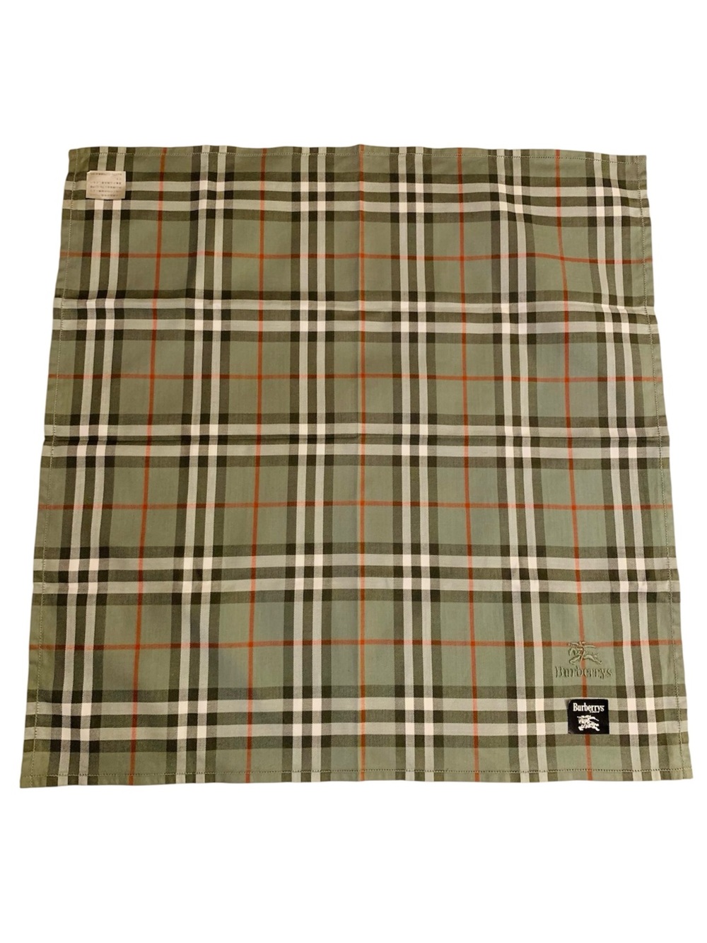 Burberrys NWT Sage Green Nova Check Handkerchief 17 x 17.5” 100% Cotton Japan